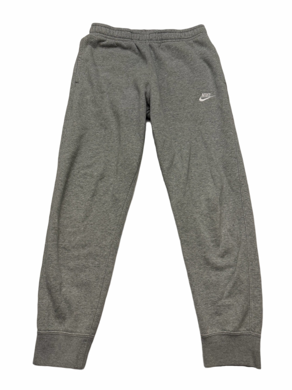 Nike Club Fleece Heather Grey White Logo Jogging Pants Men Medium Sporty Casual